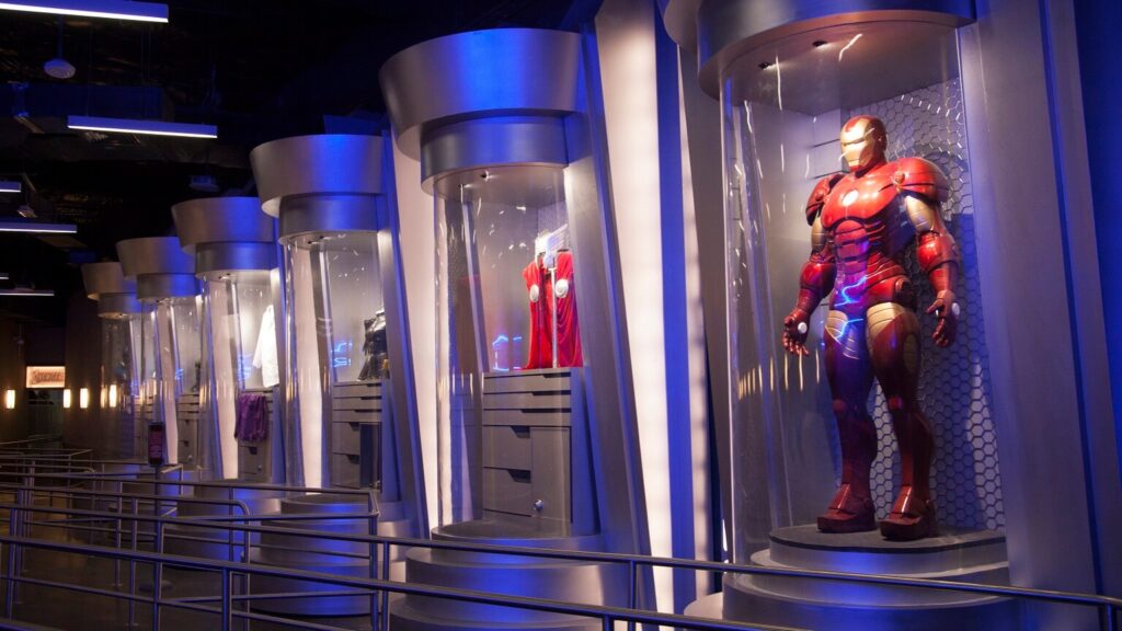 Marvel theme park ride queue