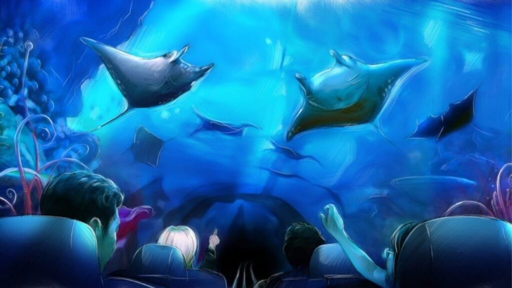 Manta Roller Coaster Media Tunnel at SeaWorld Concept Design
